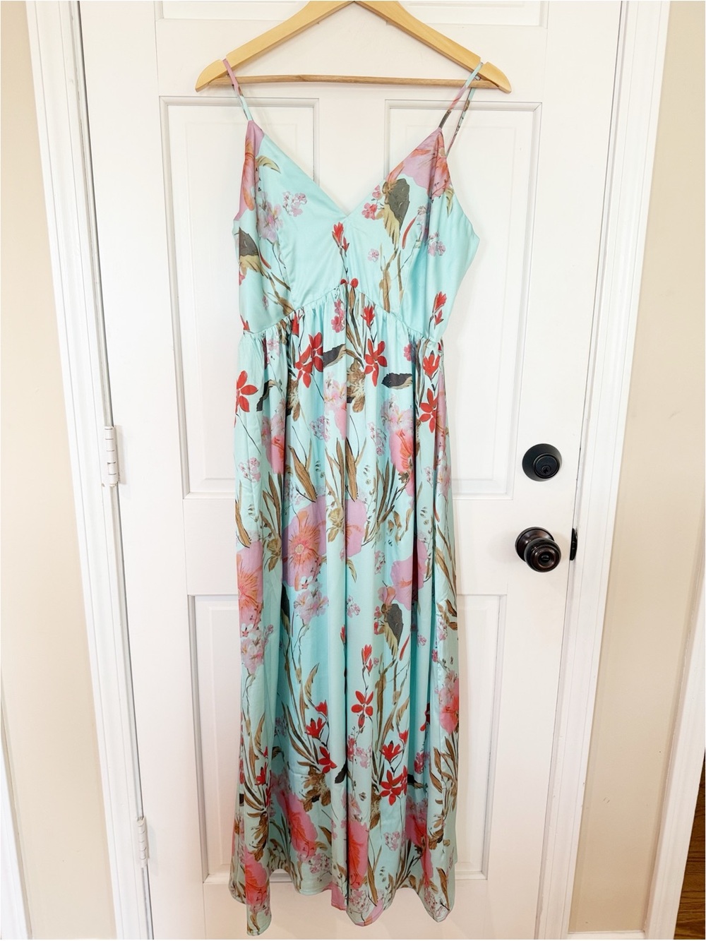 Magnolia Boutique Aqua Floral Maxi Dress L